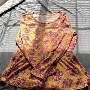 Mustard floral peplum top